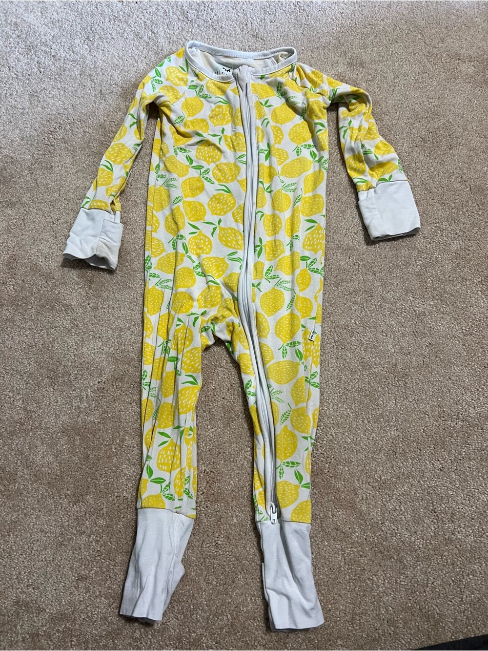 Little Sleepies Lemon Print Bamboo Zippy size 6-12 months